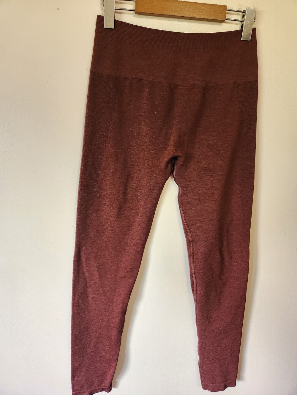 ALPHALETE High Rise Seamless Scrunch Leggings Rust Marl Gym Tights Size Large